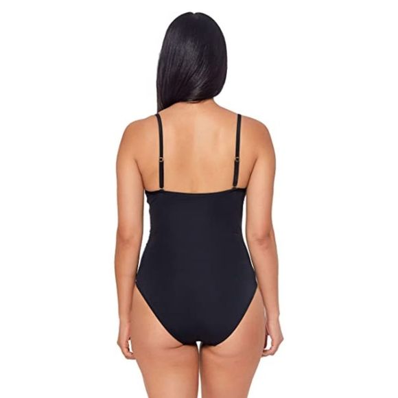Bleu Rod Beattie Behind The Seams Surplice One Piece Swimsuit OTS Mio Black - Picture 2 of 11